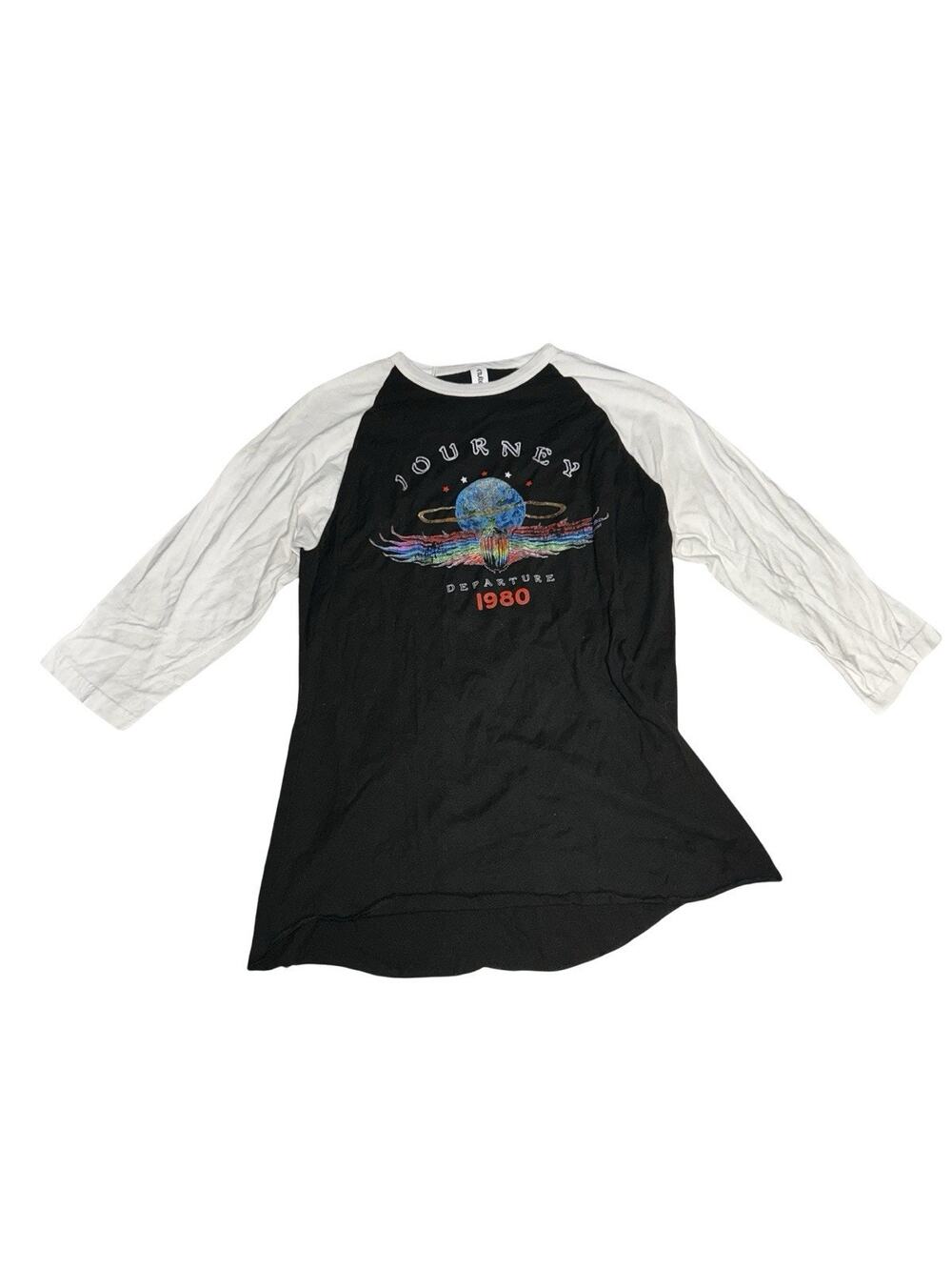 Journey Departure 1980 Raglan T Shirt Adult Large Black White 3/4 Sleeve Graphic